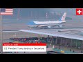 Air Force 1 POTUS Trump landing Zurich WEF 2020 + Marine One 7 ship formation