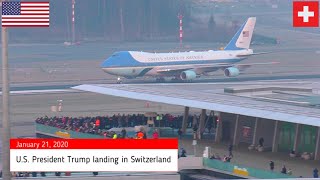 Air Force 1 POTUS Trump landing Zurich WEF 2020 + Marine One 7 ship formation