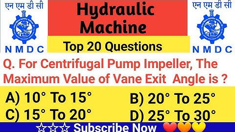 NMDC Model Paper 2021 || Top 20 Hydraulic Machine Objective Questions And Answer For All NMDC Exams