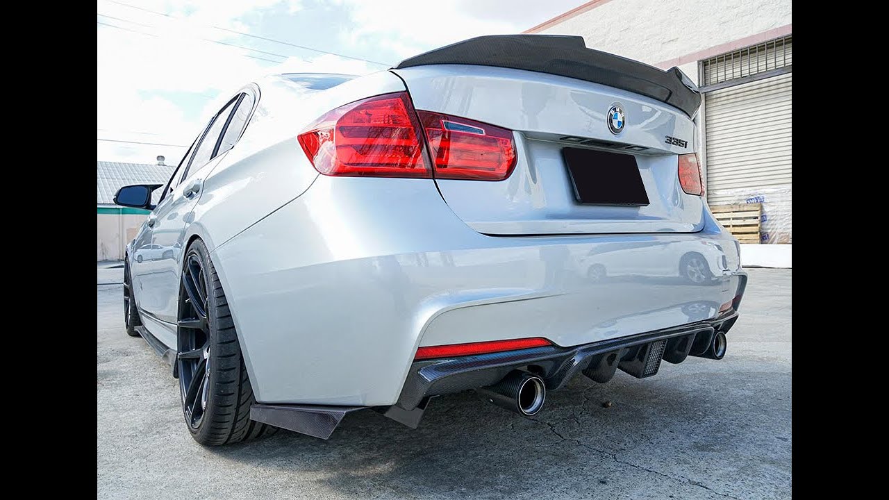 BMW 3 Series F30 M Sport Sedan Carbon Fiber Rear Bumper Diffuser Lip W