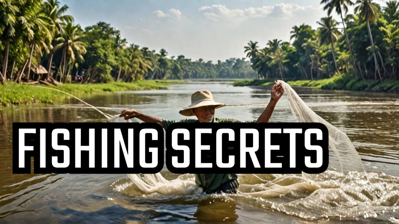 Cast Net in Cambodia  Throw Fishing Net at South East of Cambodia