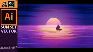 Vector Sunset Scenery in Adobe Illustrator | Speed Art