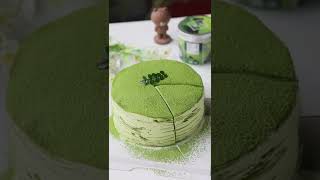 Making Matcha Mille Crepe ~ #food #recipes #shots #shortsvideo #drink #tea#cake screenshot 1
