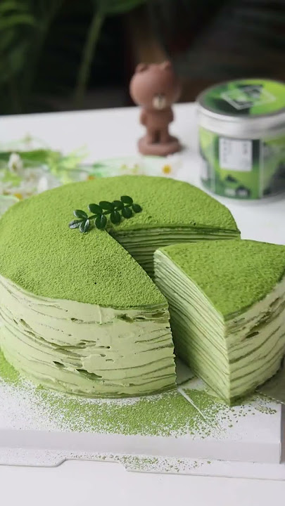 Making Matcha Mille Crepe ~ #food #recipes #shots #shortsvideo #drink #tea#cake