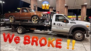 Hard day of driving put us on the tow truck