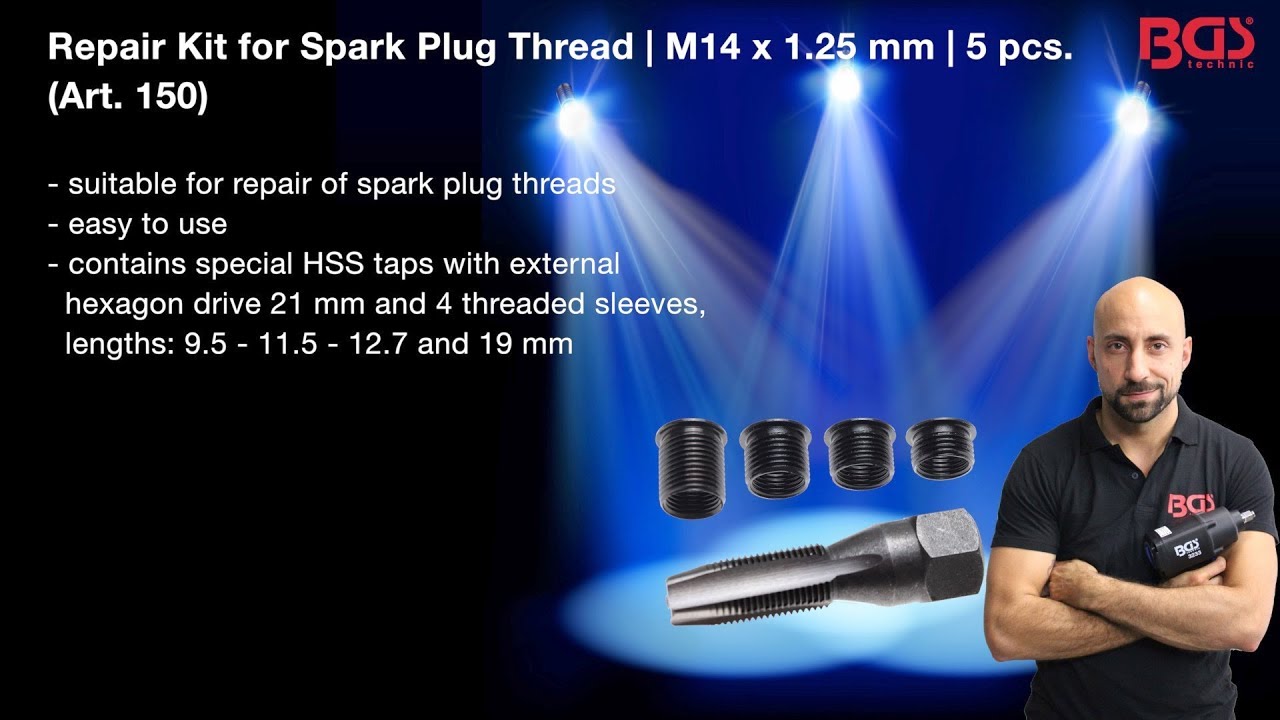 Repair Kit for Spark Plug Threads 5 pcs. M14 x 1.25 mm BGS 152