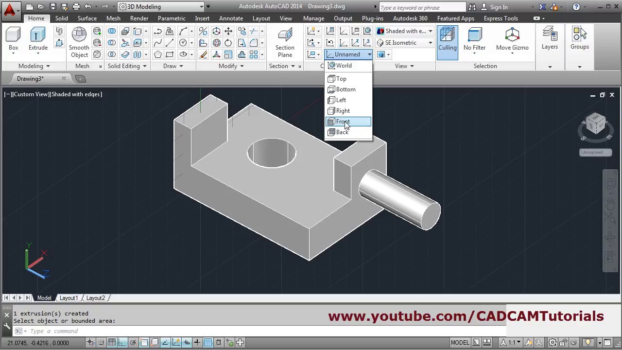 AutoCAD 3D Tutorial for Beginners - 1 of 3 - YoutuBeRandom