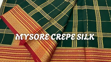 🤩Pure Mysore Crepe Silk Sarees With Silk Mark-Whatsapp 7904566214#geethusarees 