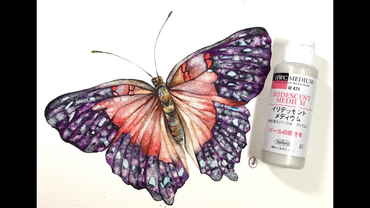 Watercolor Butterfly and Iridescent Medium Painting Tutorial 