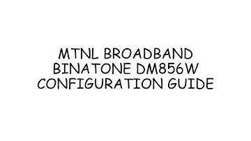 MTNL BINATONE DM856W CONFIGURATION GUIDE