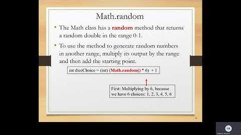 Java I   Chapter 11   Class 2   Part 3   Math random and Random Class