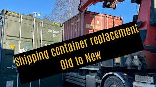 Removal of old shipping container, replacing with a brand new 20 foot one. Real self storage site UK