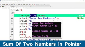Write a Program to Sum of Two Numbers using Pointer in C Language | in hindi