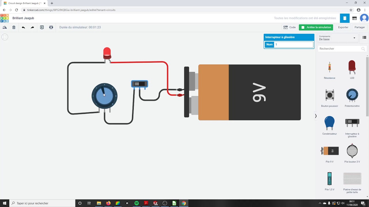 03 Utiliser un potentiomètre dans TinkerCAD - YouTube