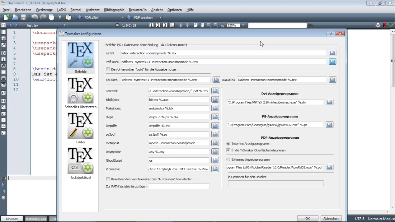 LaTeX: Der Editor Texmaker