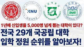 2024 Ranking of the 29 National and Public Universities in Korea by Enrollment Capacity!