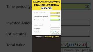 Calculate Future value Time Tested Excel financial formula