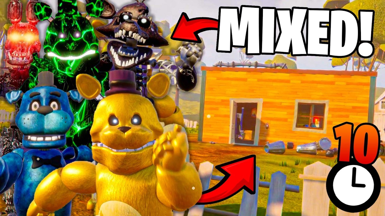 Hello Neighbor MIX ANIMATRONICS in ONE ROOM is PAINFUL! (They change every 10 SECONDS)