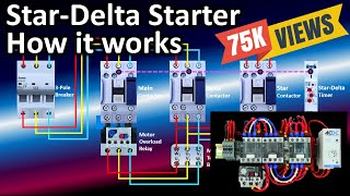 Star Delta Starter power wiring / Star Delta Connection / Star Delta Starter operation Explained screenshot 3