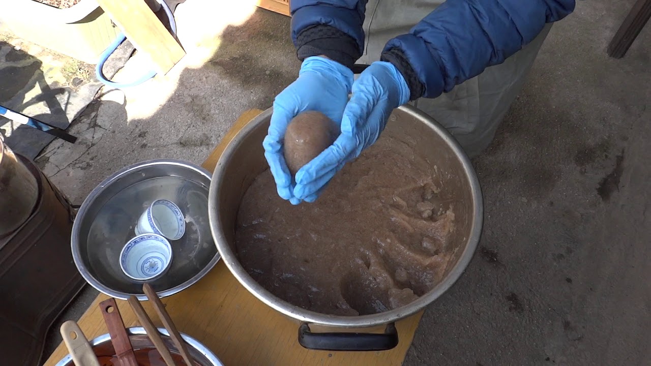 わら灰こんにゃく作り 茹でる Youtube