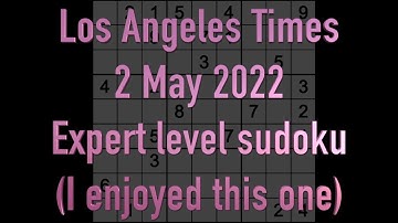 Sudoku solution – Los Angeles Times sudoku 2 May 2022 Expert level