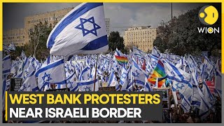 Israel-Palestine war: Solidarity display |West bank residents protest near Israeli border | WION