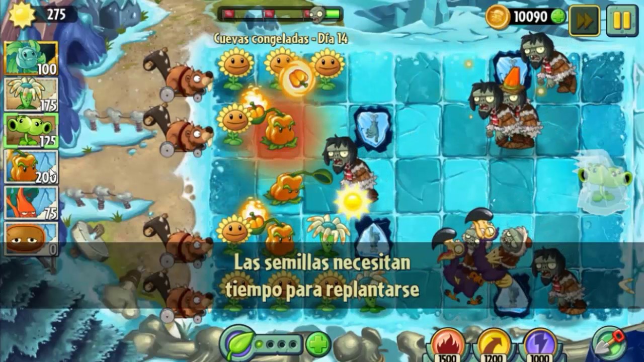 Plants Vs Zombies 2 Cuevas Congeladas Dia 13, 14, 15 - YouTube