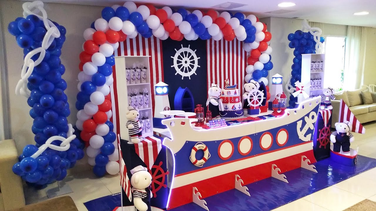 Como Montar Decoração de Festa Infantil Aniversário Marinheiro Como Fazer Com Balões Decorar Mesa