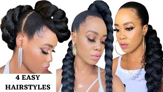 4 QUICK & EASY HAIRSTYLES ON NATURAL HAIR /TUTORIALS / Protective Style / Tupo1