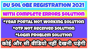 DU sol Obe registration complete process with all problems solution 2021[With Proof]Otp not received