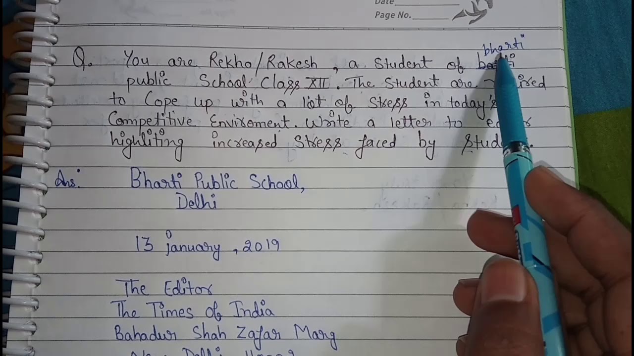Letter To Editor format With example class12 In Hindi SRGTuition 