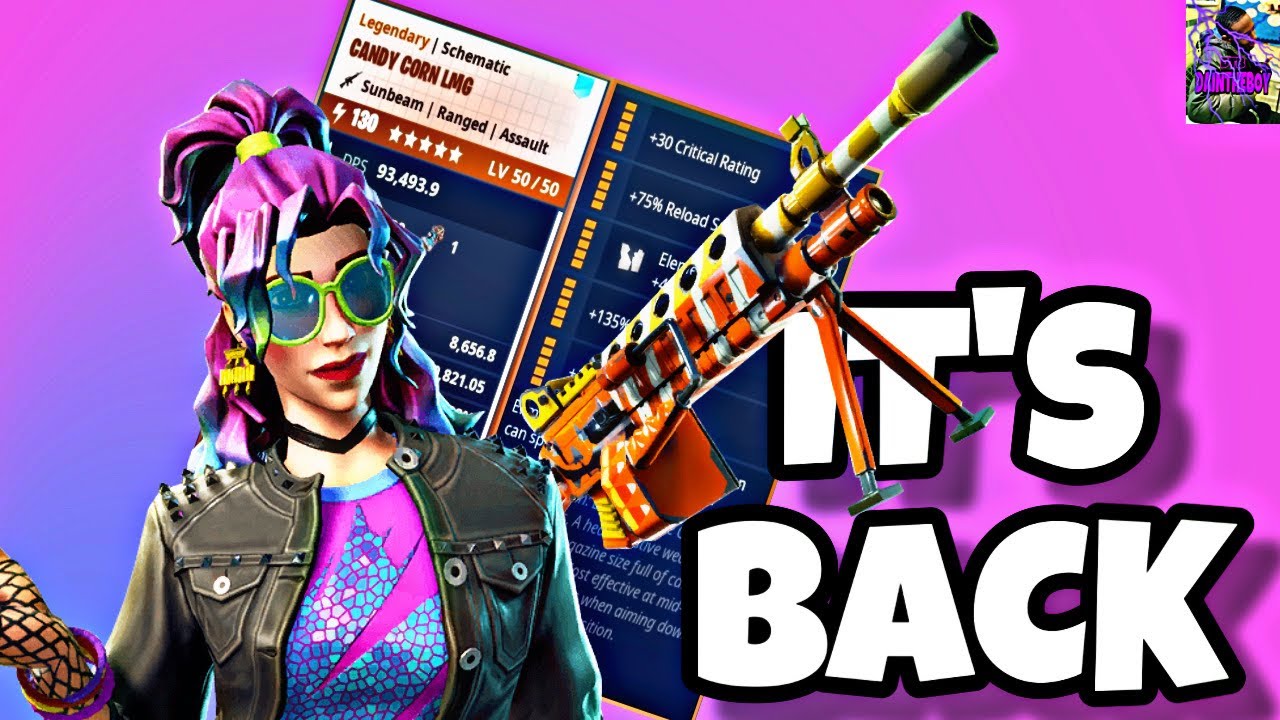 130 CANDY CORN LMG IS BACK BEST PERKS FORTNITE SAVE THE WORLD YouTube
