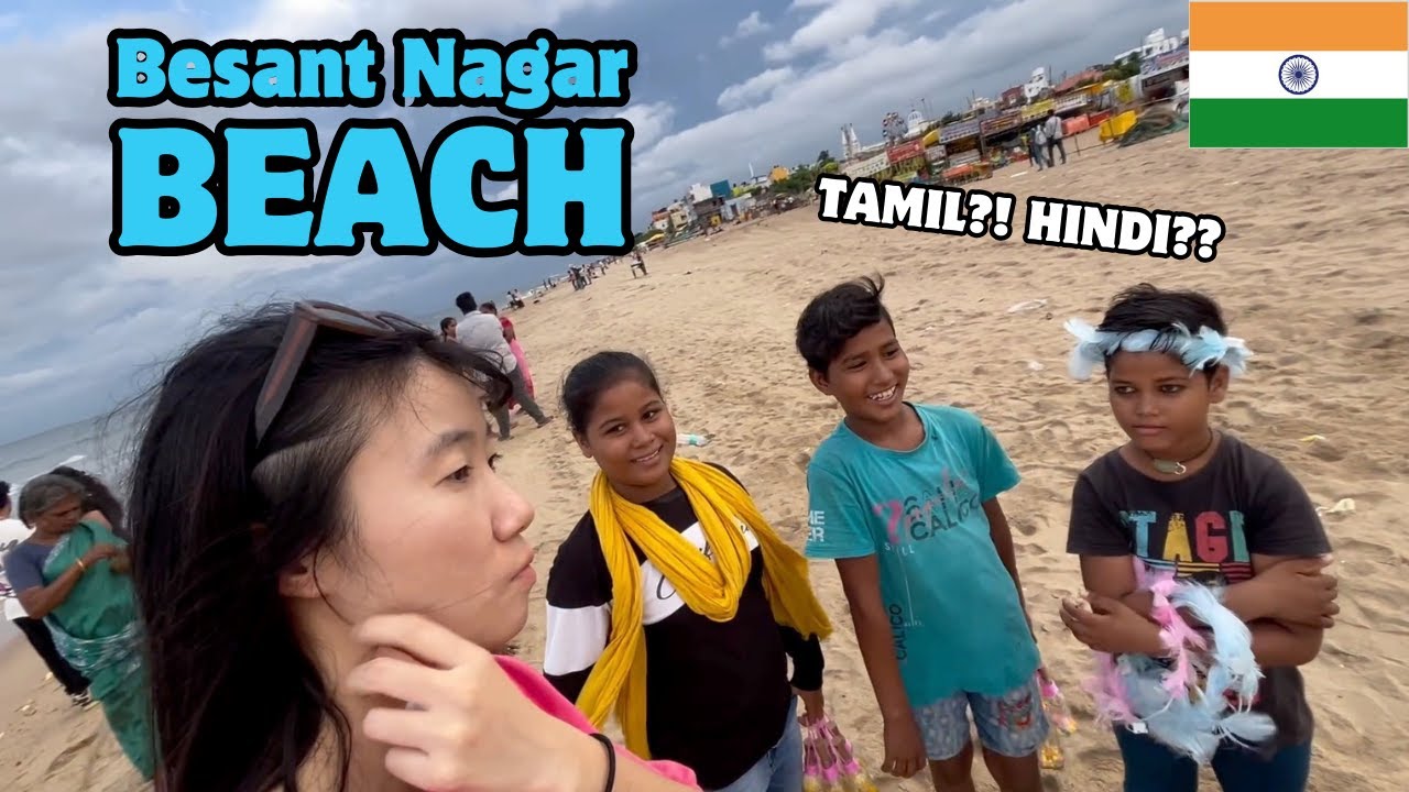 First Time Visiting Chennai Beach🌊 : Speaking Tamil to a North Indian🤣