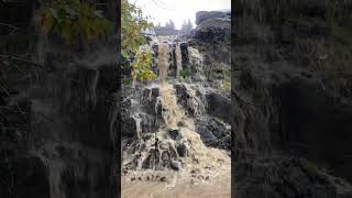 Large parking lot waterfall