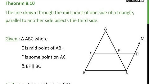 Theorem:8.10 class 9 math proof quadrilateral chapter/Theorem8.10& Converse of mid -point theorem
