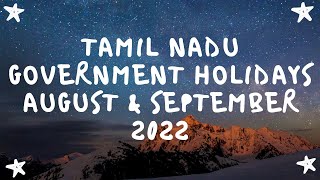 Government Holiday List August 2022 & September 2022 | Tamil Nadu Public Holidays