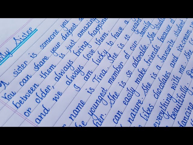 Essay On  My Sister| writing | English essay | English handwriting | handwriting | Eng Teach class=