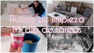RUTINA DE LIMPIEZA/ MI DÍA DE TAREAS Limpieza lavavajillas+escalera+sillas