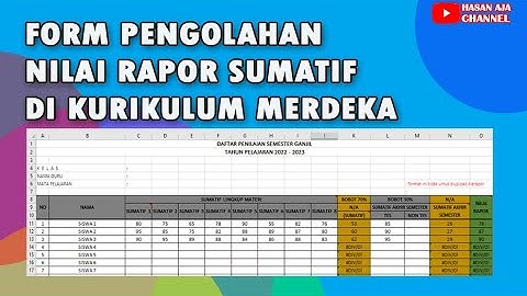 Form Pengolahan Nilai Rapor Sumatif Kurikulum Merdeka