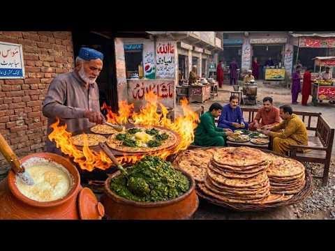 ONLY 70/- Rs SAAG PARATHA | REAL LIFE OF POOR OLD STREET VENDOR IN PAKISTAN | PAKISTANI BREAKFAST
