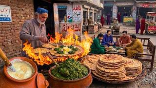 ONLY 70/- Rs SAAG PARATHA | REAL LIFE OF POOR OLD STREET VENDOR IN PAKISTAN | PAKISTANI BREAKFAST
