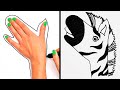HOW TO DRAW ANY ANIMAL WITH YOUR HAND || Simple Drawing Tricks for Beginners