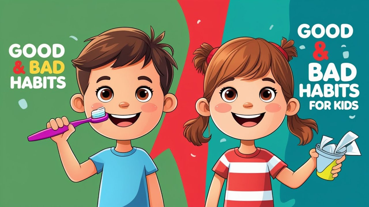 “Good and Bad Habits for Kids | Learn Good Manners and Behavior | Happy ...