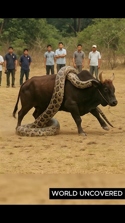 Bull Battles Giant Python in Front of Shocked Crowd! #shorts - YouTube