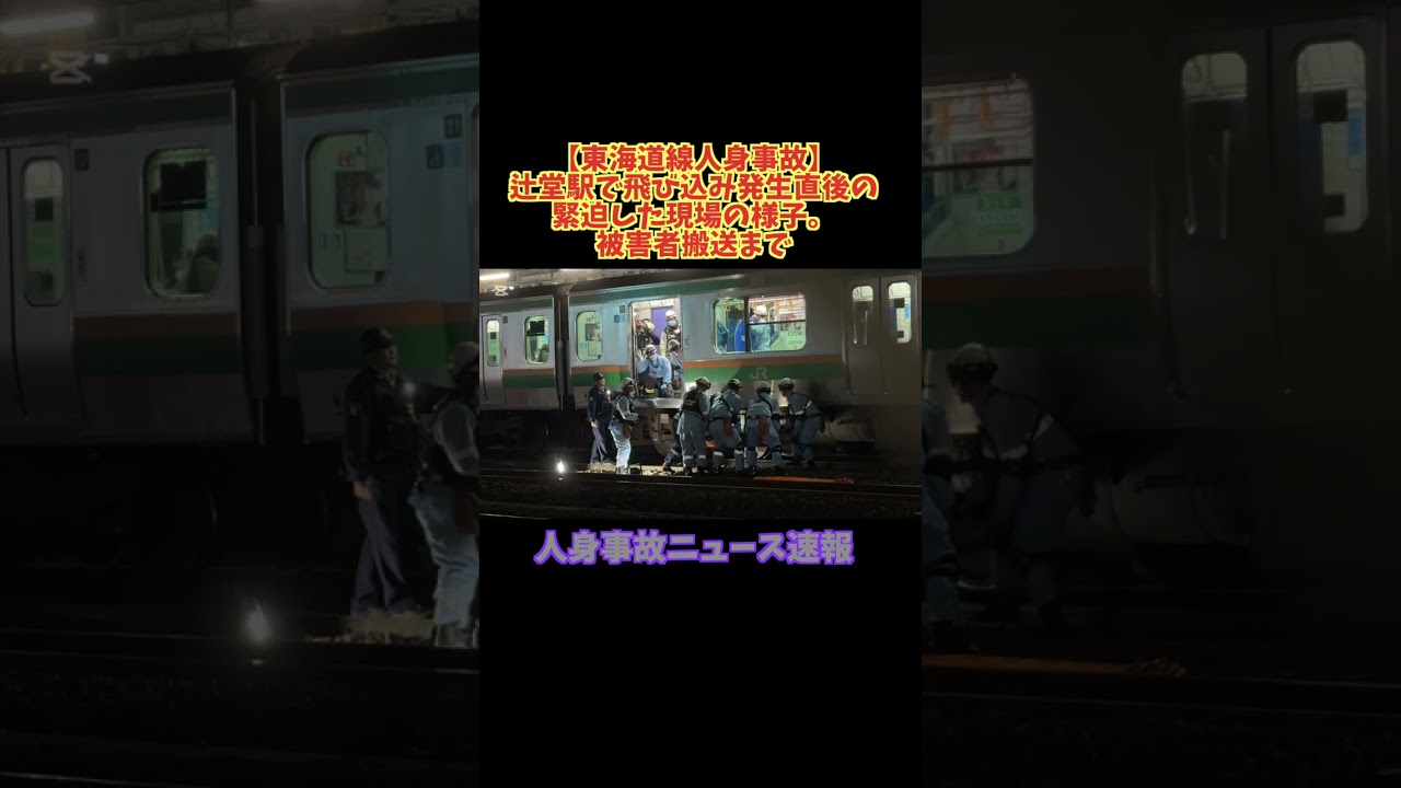 【東海道線人身事故】辻堂駅で飛び込み発生直後の緊迫した現場の様子。被害者搬送までのシーン #鉄道 #shorts #東海道線