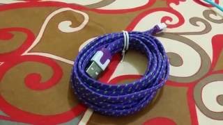 USB Charging Cable for Android - 3 meters - Purple Braided (AliExpress)