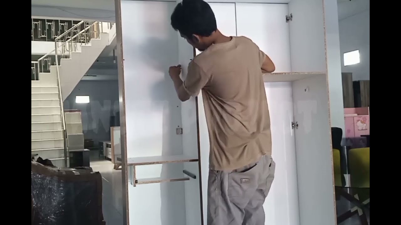 cara merakit lemari pakaian besi 3 pintu tepy spin lp330 by active