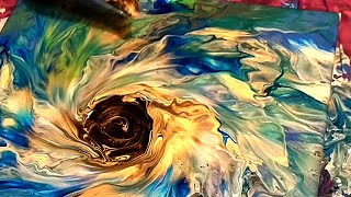 FLUID ART 'Eye of the Storm' Painting. Dutch Pour With Ocean Colors. #art #painting #acrylicpouring