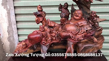 GỖ TRẮC-TƯỢNG DI LẶC NGỒI CÂY ĐÀO-DI LẶC NGŨ PHÚC-XƯỞNG TƯỢNG GỖ-ZALO:0355678885