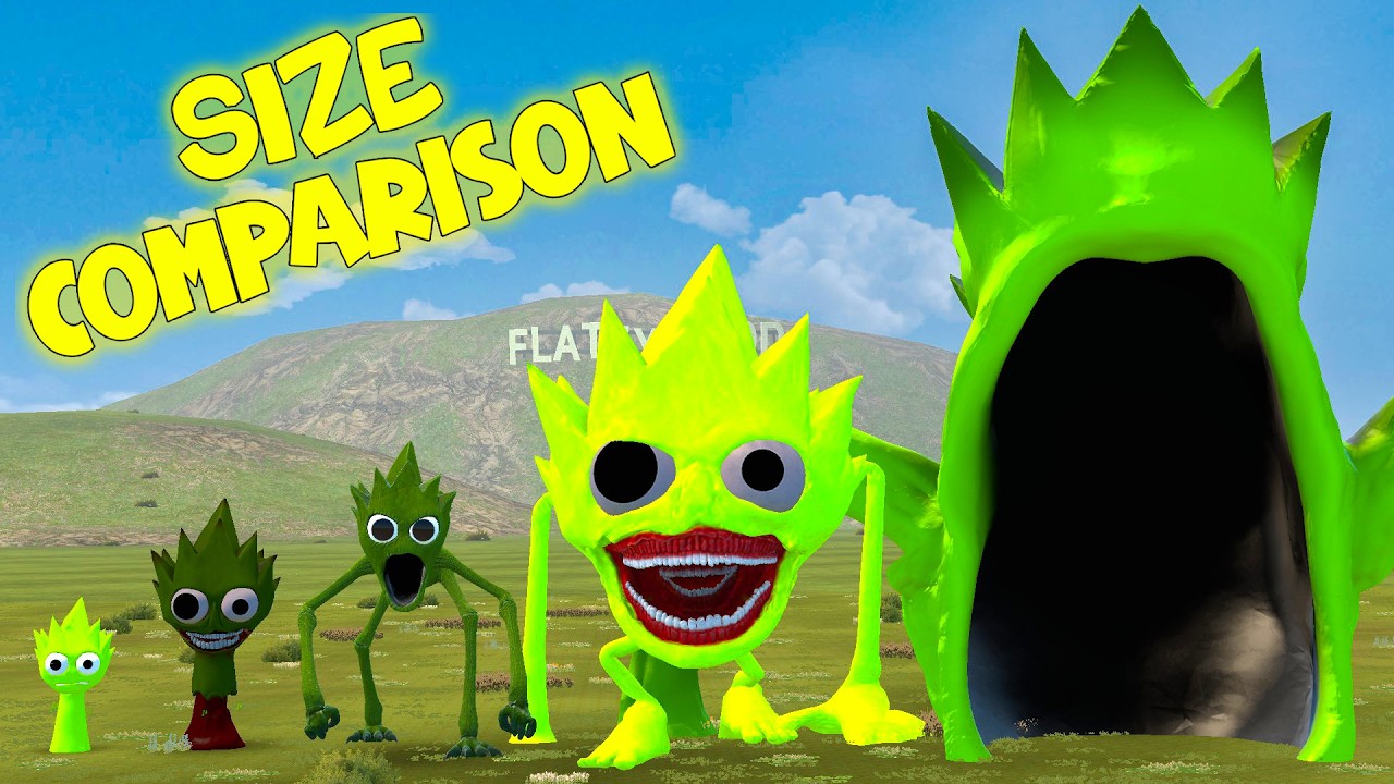 NEW SIZE COMPARISON OF ALL SPRUNKI OWAKCX FAMILY In Garry's Mod!